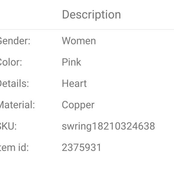 Pink Heart Ring Fashion Jewelry. Women's Size 6 - Picture 11 of 13